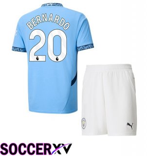 Manchester City (Bernardo Silva 20) Kids Home Soccer Jersey Blue 2024/2025