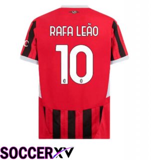 AC Milan (Rafa Leão 10) Home Soccer Jersey Red Black 2024/2025