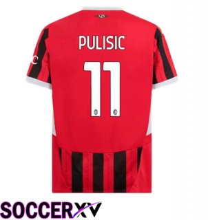 AC Milan (Pulisic 11) Home Soccer Jersey Red Black 2024/2025