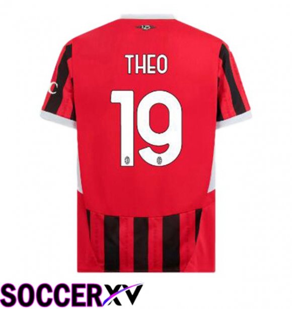 AC Milan (THEO 19) Home Soccer Jersey Red Black 2024/2025