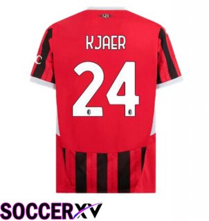 AC Milan (Kjaer 24) Home Soccer Jersey Red Black 2024/2025