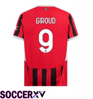 AC Milan (Giroud 9) Home Soccer Jersey Red Black 2024/2025