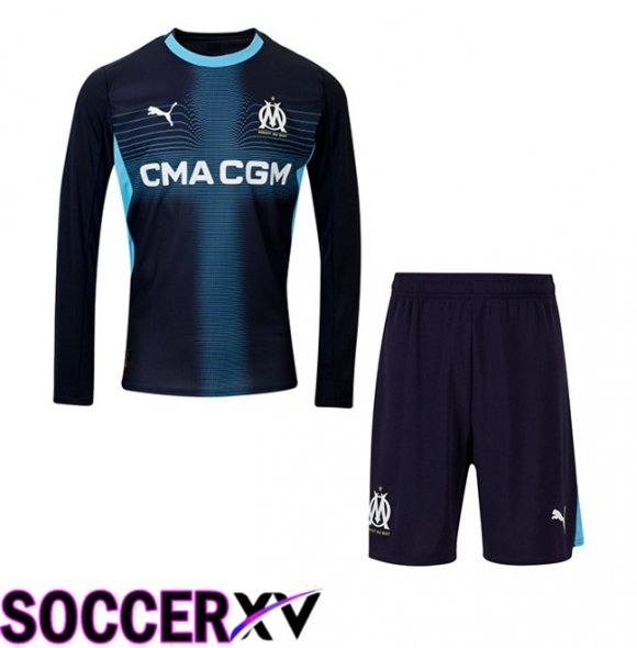 Marseille OM Kids Away Soccer Jersey Long sleeve Blue Royal 2025/2026