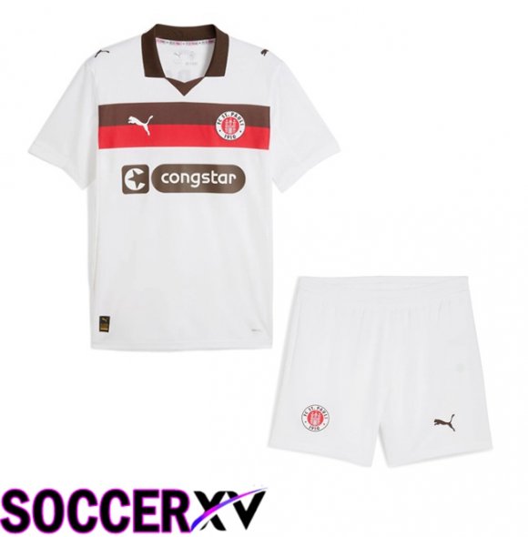 FC St. Pauli Kids Away Soccer Jersey White 2025/2026