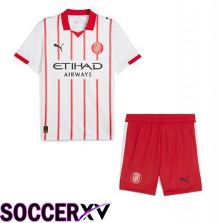 Girona Kids Home Soccer Jersey Red White 2025/2026