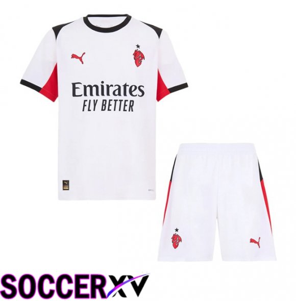 AC Milan Kids Away Soccer Jersey White 2025/2026