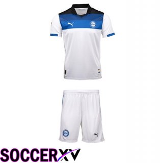 Deportivo Alaves Kids Away Soccer Jersey White Blue 2025/2026