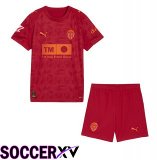 Valencia CF Kids Away Soccer Jersey Red 2025/2026