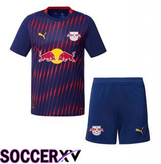 RB Leipzig Kids Away Soccer Jersey Red Blue Royal 2025/2026
