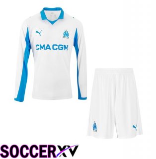 Marseille OM Kids Home Soccer Jersey Long sleeve White 2025/2026