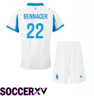 Marseille OM (BENNACER 22) Kids Home Soccer Jersey White 2025/2026