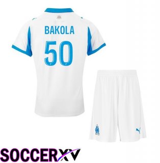Marseille OM (BAKOLA 50) Kids Home Soccer Jersey White 2025/2026
