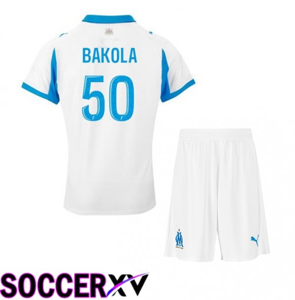 Marseille OM (BAKOLA 50) Kids Home Soccer Jersey White 2025/2026