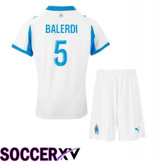 Marseille OM (BALERDI 5) Kids Home Soccer Jersey White 2025/2026