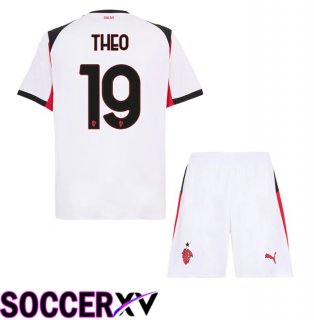 AC Milan (THEO 19) Kids Away Soccer Jersey White 2025/2026