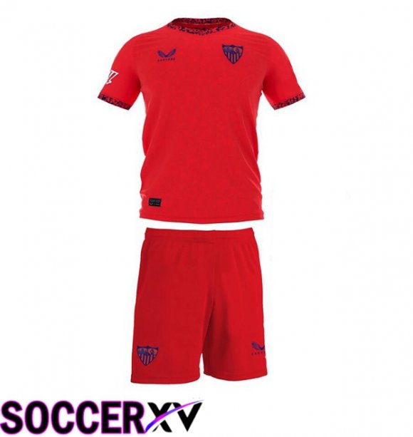 Sevilla FC Kids Away Soccer Jersey Red 2024/2025