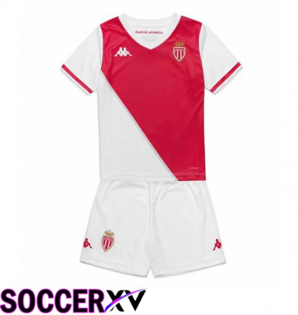 AS Monaco Kids Home Soccer Jersey White Red 2024/2025