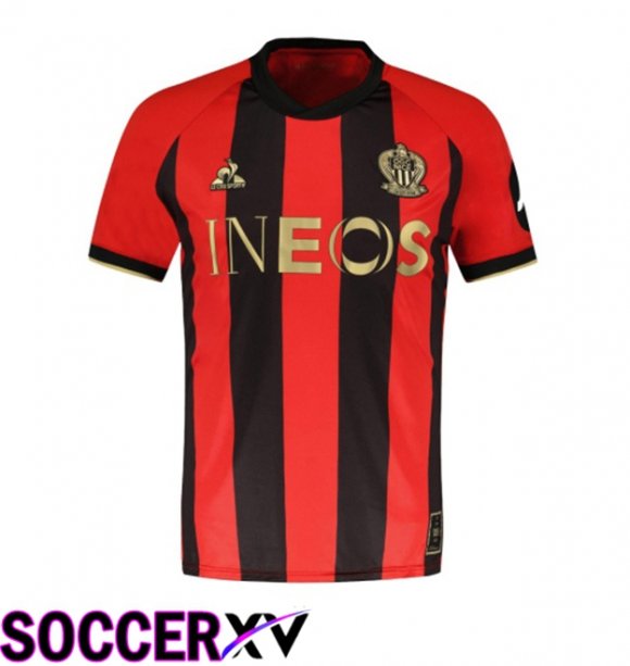 OGC Nice Home Soccer Jersey Red Black 2024/2025