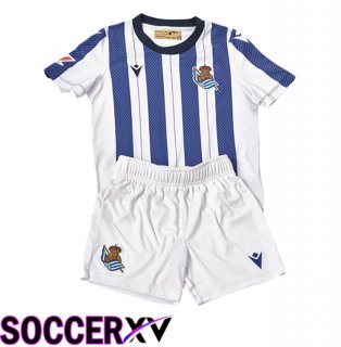 Real Sociedad Kids Home Soccer Jersey Blue White 2025/2026
