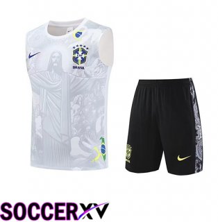 Brésil Kids kit Soccer Vest White Grey 2025 2026