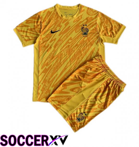 France Kids Goalkeeper Soccer Jersey Yellow UEFA Euro 2024