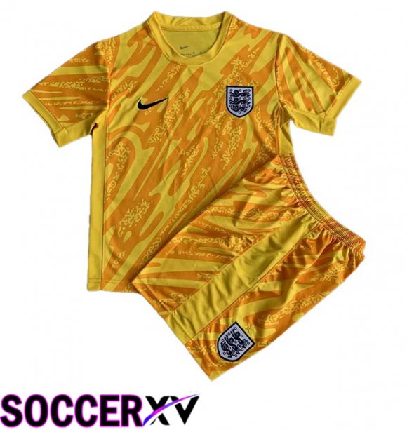 England Kids Goalkeeper Soccer Jersey Yellow UEFA Euro 2024