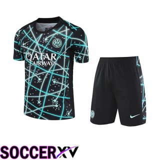 Inter Milan kit Training T Shirt + Shorts Black Blue 2025 2026