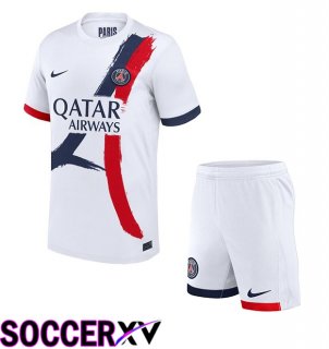 Paris PSG Kids Away Soccer Jersey White 2024/2025