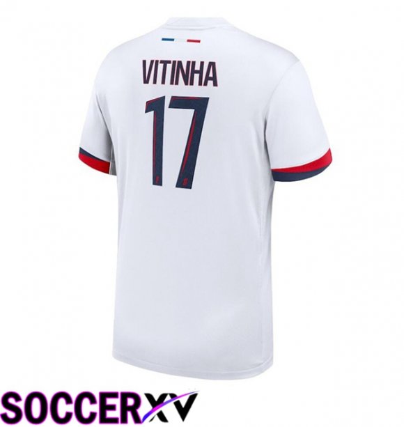 Paris PSG (Vitinha 17) Away Soccer Jersey White 2024/2025