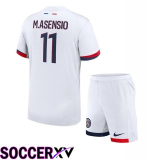 Paris PSG (M.Asensio 11) Kids Away Soccer Jersey White 2024/2025