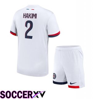 Paris PSG (Hakimi 2) Kids Away Soccer Jersey White 2024/2025