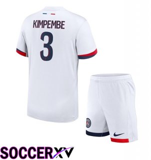 Paris PSG (Kimpembe 3) Kids Away Soccer Jersey White 2024/2025