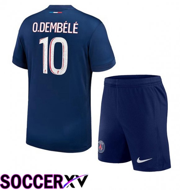 Paris PSG (O.Dembélé 10) Kids Home Soccer Jersey Blue Royal 2024/2025