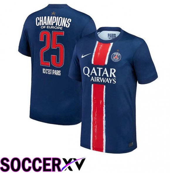 Paris PSG UCL Champions 25 Home Soccer Jersey 1 Star Special Edition Blue Royal 2024/2025