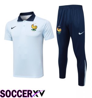 France Soccer Polo + Training Pants Blue 2024/2025