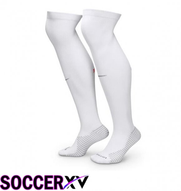 Paris PSG Away Soccer Socks White 2024/2025