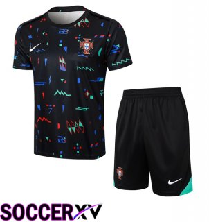 Portugal kit Training T Shirt + Shorts Black 2024/2025