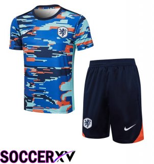 Netherlands kit Training T Shirt + Shorts Blue 2024/2025