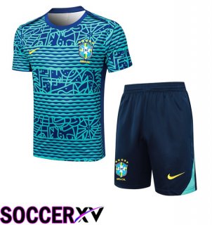 Brazil kit Training T Shirt + Shorts Blue 2024/2025