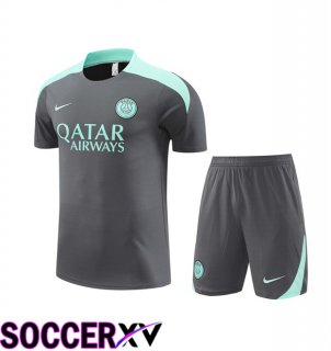 Paris PSG kit Training T Shirt + Shorts Grey 2024/2025