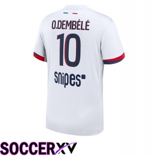 Paris PSG (O. Dembélé 10) Away Soccer Jersey White 2025/2026