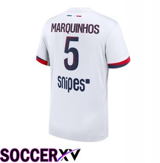 Paris PSG (Marquinhos 5) Away Soccer Jersey White 2025/2026