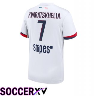 Paris PSG (Kvaratskhelia 7) Away Soccer Jersey White 2025/2026