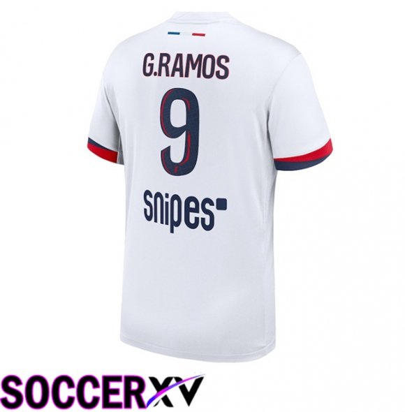 Paris PSG (G. Ramos 9) Away Soccer Jersey White 2025/2026