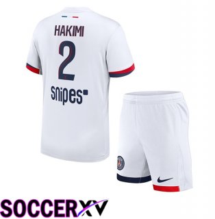 Paris PSG (Hakimi 2) Kids Away Soccer Jersey White 2025/2026