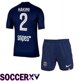 Paris PSG (Hakimi 2) Kids Home Soccer Jersey Blue Royal 2025/2026