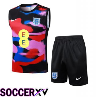 England Gilet Soccer + Shorts Red Black Blue 2025/2026