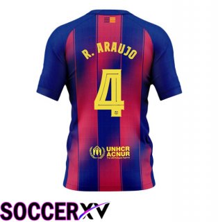 FC Barcelona (R. ARAUJO 4) Home Soccer Jersey Blue Red 2025/2026