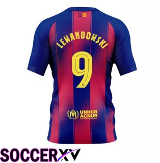 FC Barcelona (LEWANDOWSKI 9) Home Soccer Jersey Blue Red 2025/2026