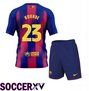 FC Barcelona (KOUNDE 23) Kids Home Soccer Jersey Blue Red 2025/2026
